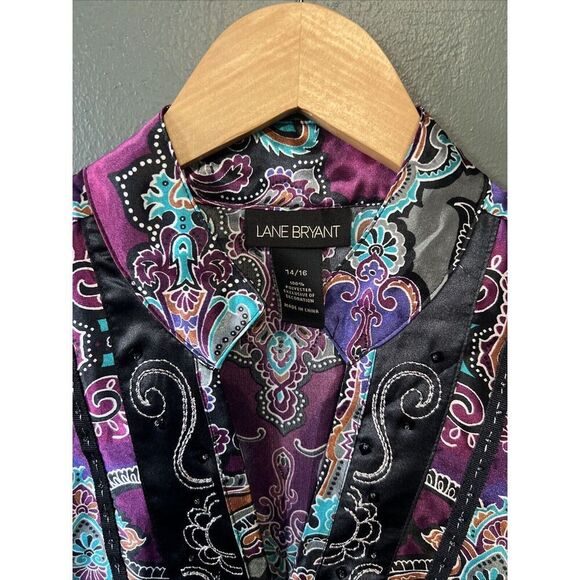 Womens Lane Bryant Purple Embellished Blouse 14/16 Plus Size - Picture 2 of 5